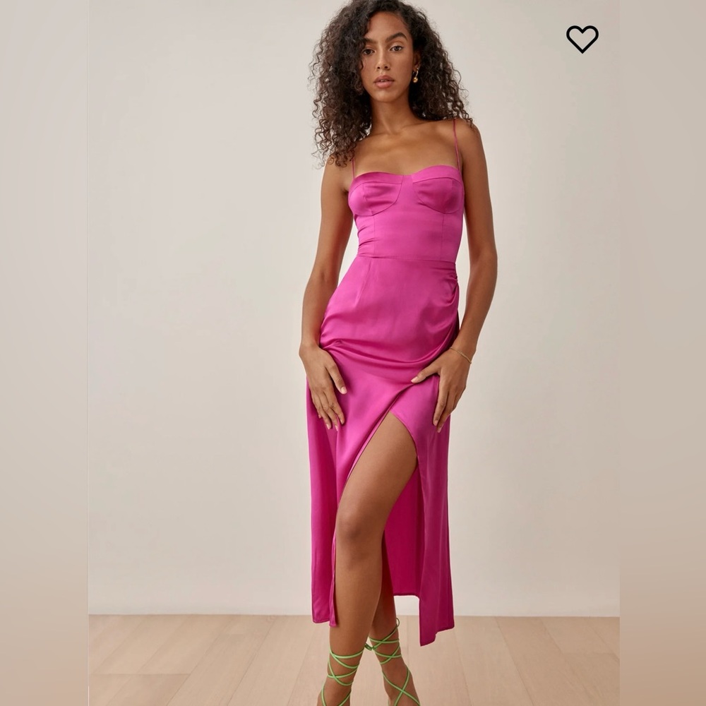 Marguerite pink silk dress - Reformation NWT